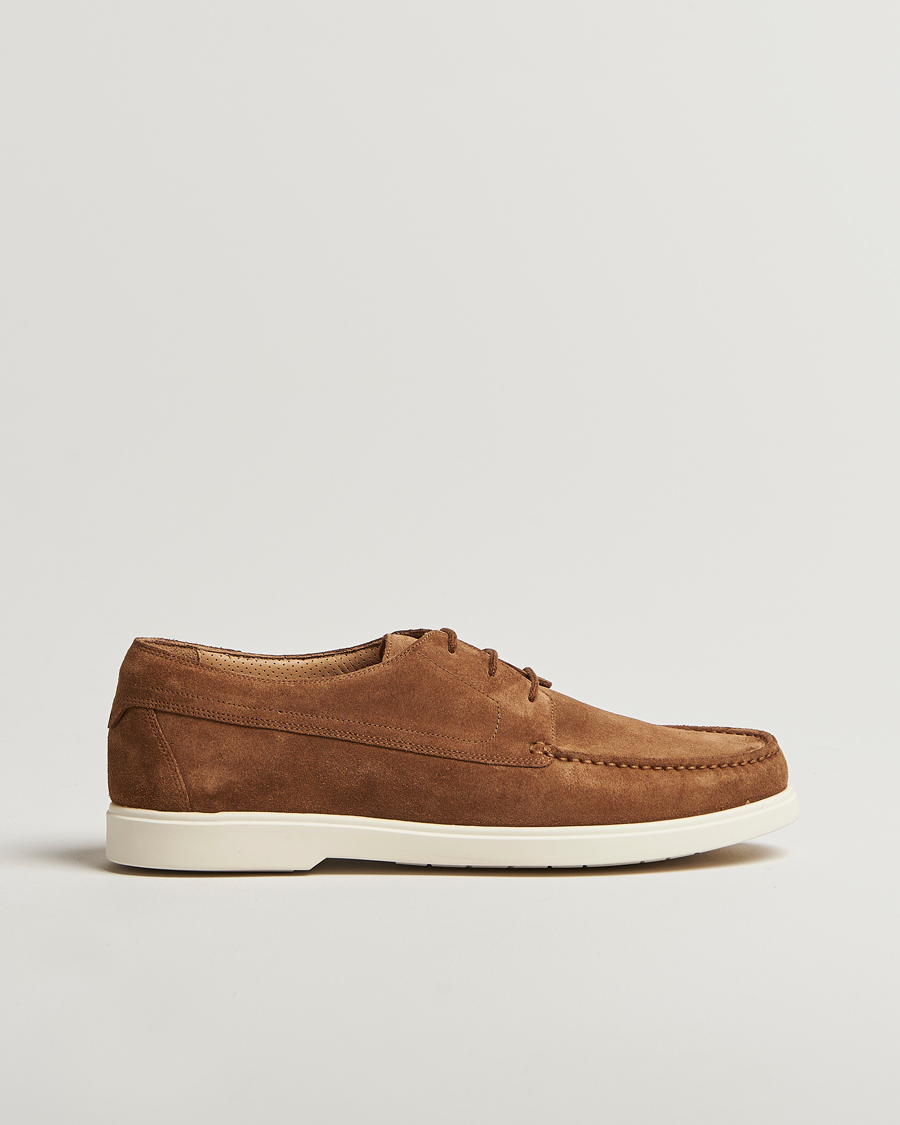 Men | Loafers | Loake 1880 | Sardinia Suede Boat Shoe Loafers Chestnut