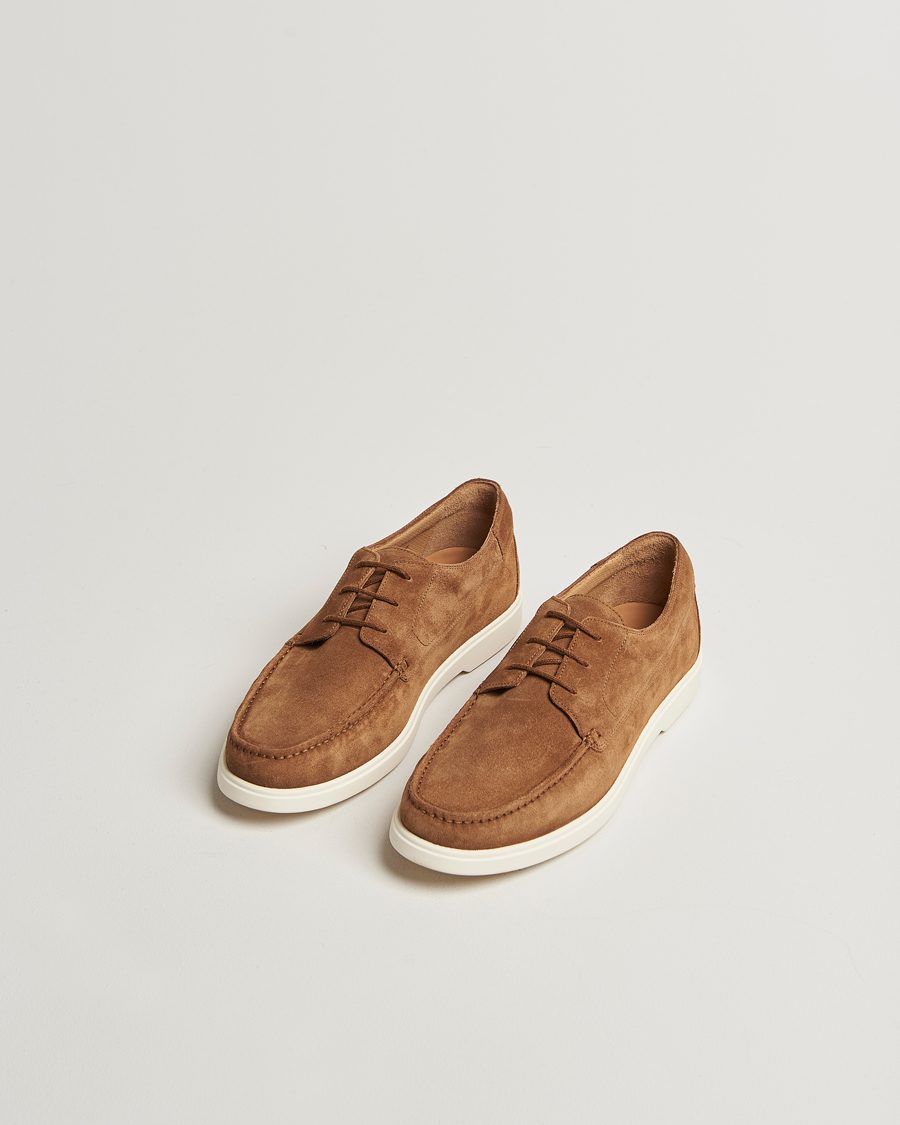 Men | Loafers | Loake 1880 | Sardinia Suede Boat Shoe Loafers Chestnut