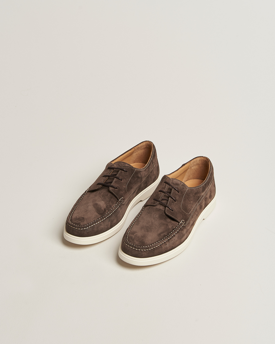 Men | Loafers | Loake 1880 | Sardinia Suede Boat Shoe Loafers Anthracite