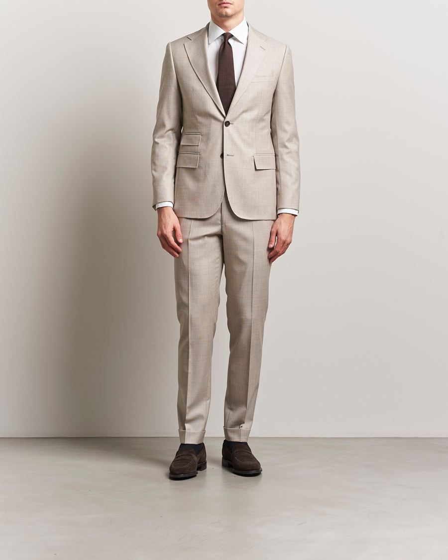 Men | Trousers | Morris Heritage | Prestige Structured Suit Trousers Beige