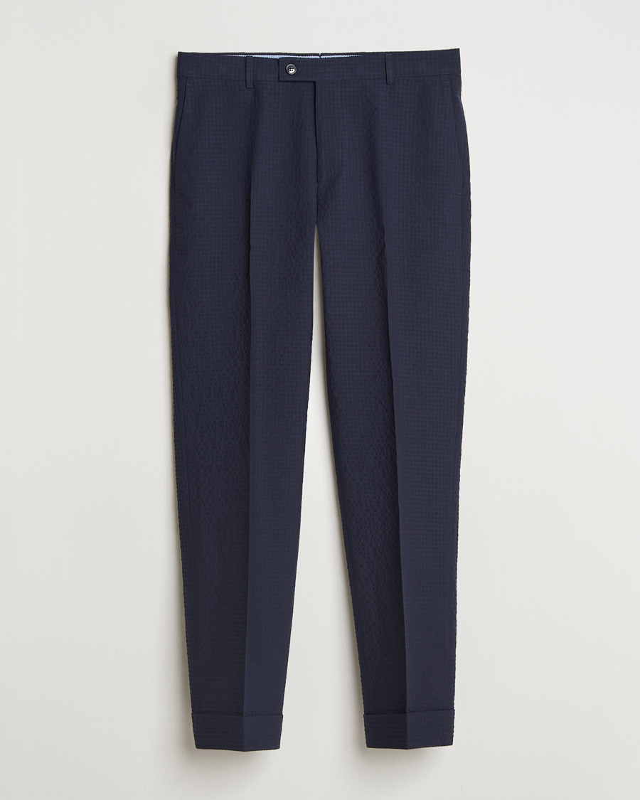 Men | Trousers | Morris Heritage | Seersucker Suit Trousers Navy