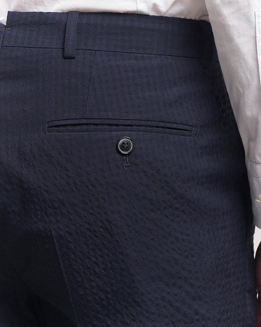 Men | Trousers | Morris Heritage | Seersucker Suit Trousers Navy