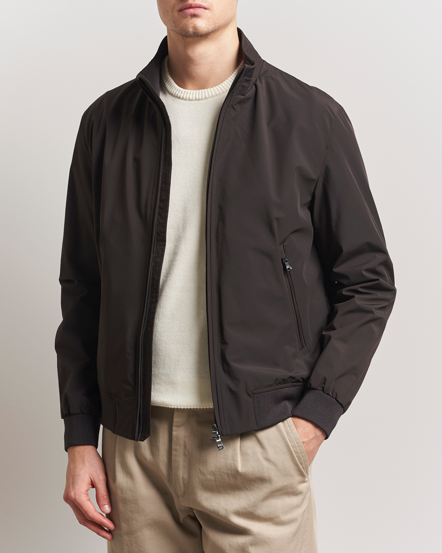 Men | Coats & Jackets | Oscar Jacobson | Bomber Nylon Jacket Brown