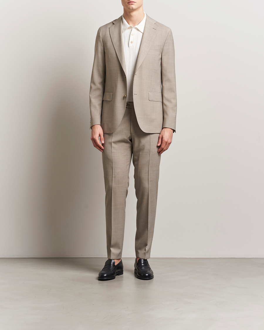Men | Blazers | Oscar Jacobson | Fogerty Wool Stretch Suit Blazer Beige