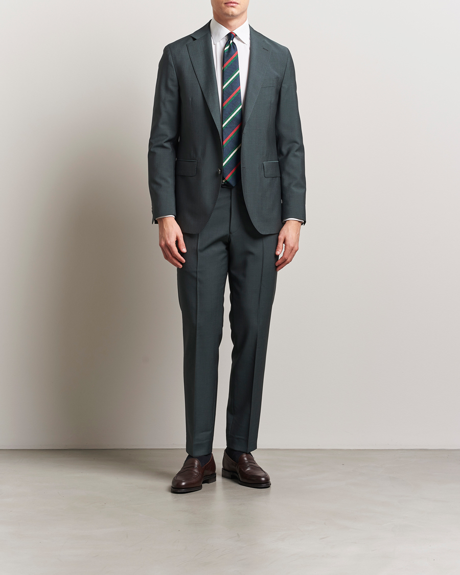 Men | Trousers | Oscar Jacobson | Dandy Wool/Mohair Suit Trousers Green