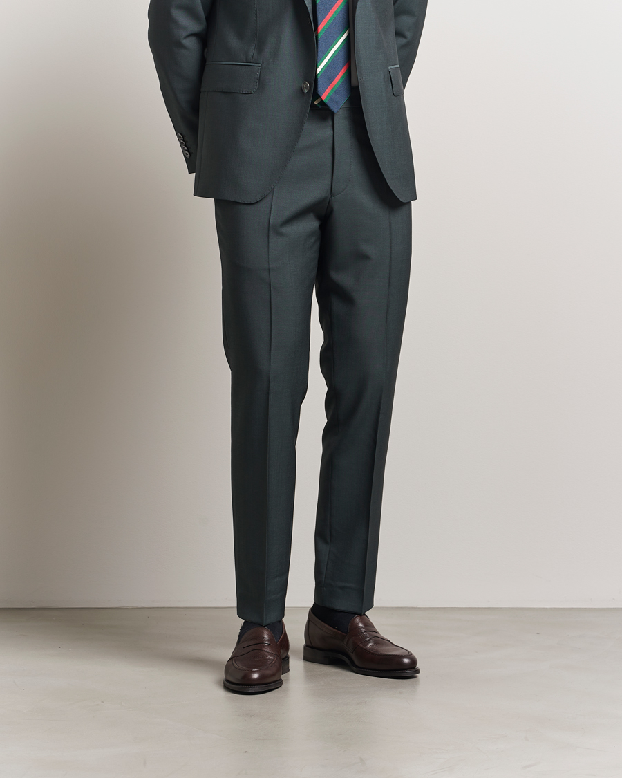 Men | Trousers | Oscar Jacobson | Dandy Wool/Mohair Suit Trousers Green