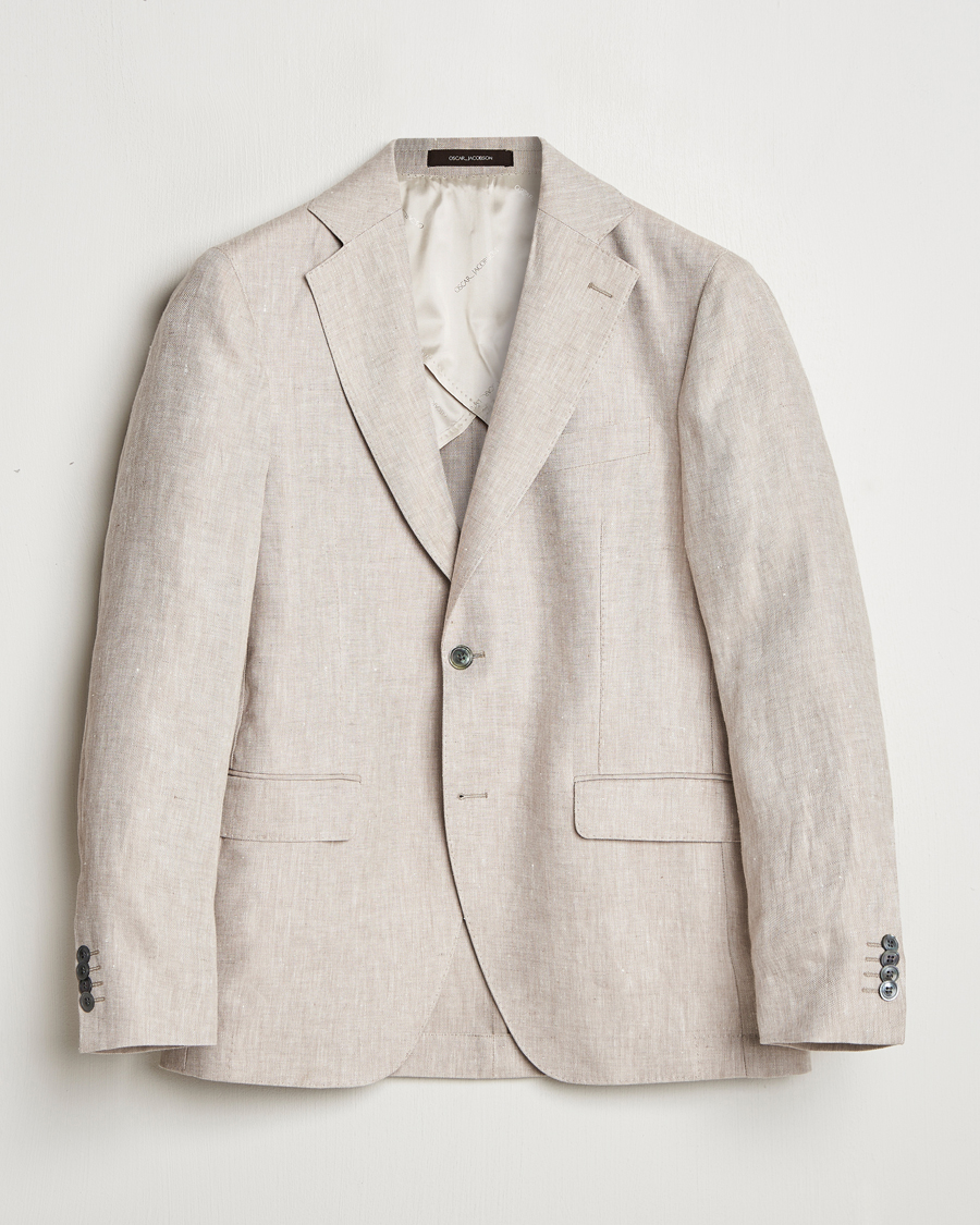 Men | Blazers | Oscar Jacobson | Ferry Soft Linen Blazer Beige