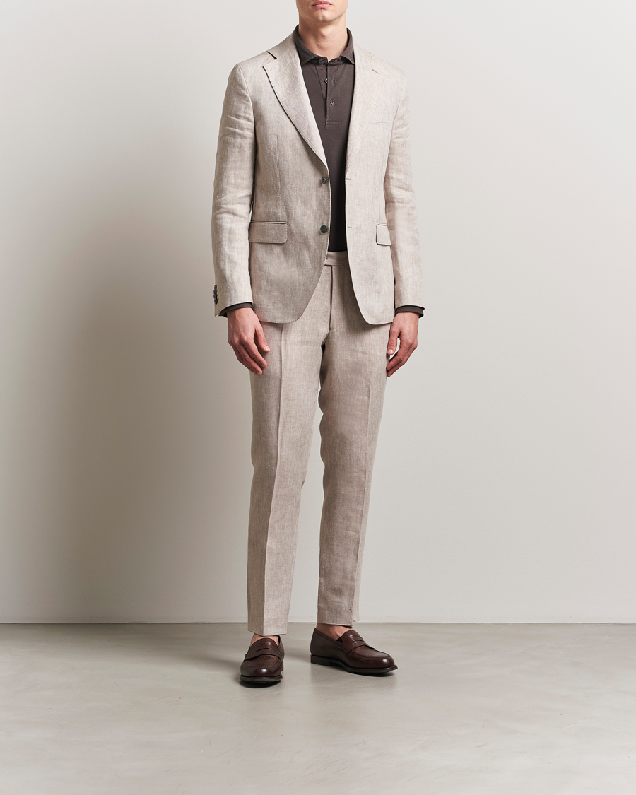 Men | Blazers | Oscar Jacobson | Ferry Soft Linen Blazer Beige