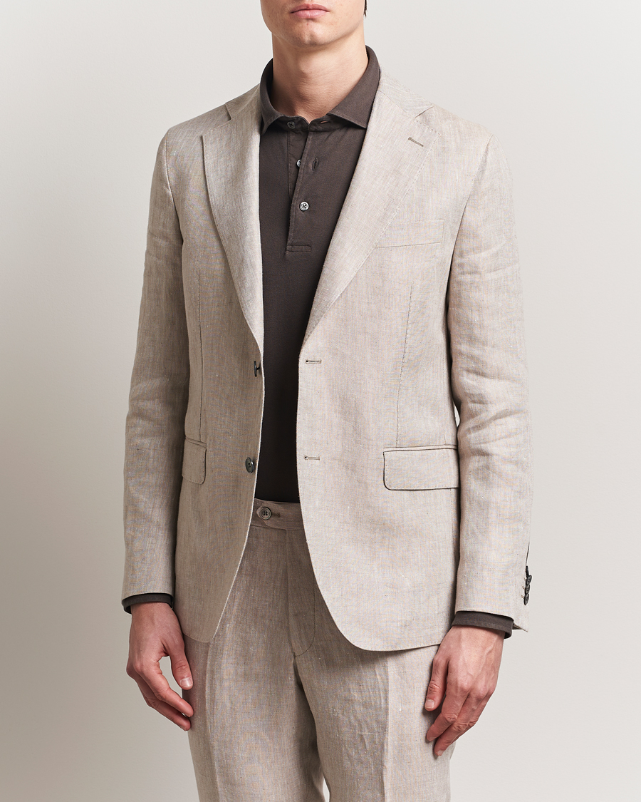 Men | Blazers | Oscar Jacobson | Ferry Soft Linen Blazer Beige