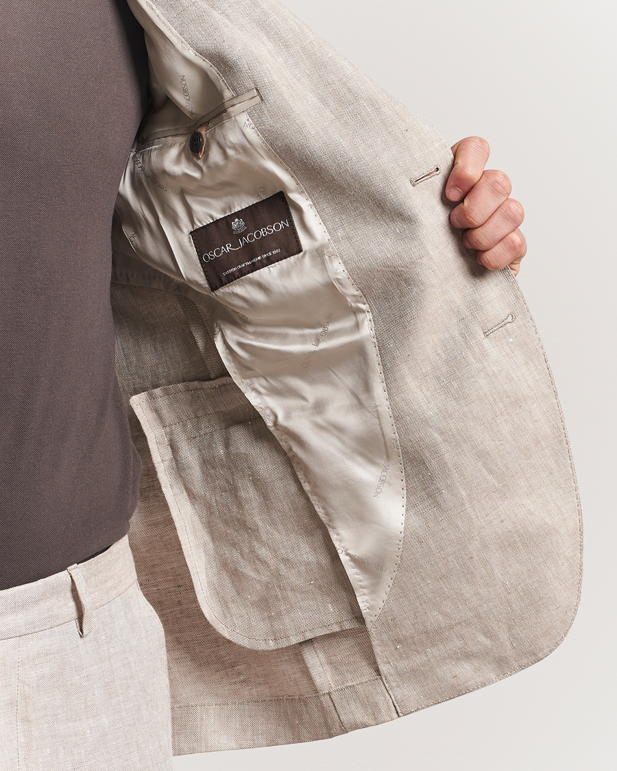 Men | Blazers | Oscar Jacobson | Ferry Soft Linen Blazer Beige