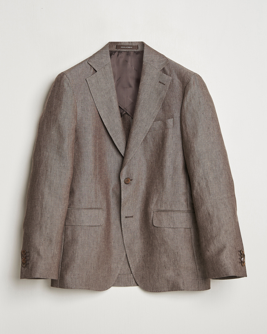 Men | Blazers | Oscar Jacobson | Ferry Soft Linen Blazer Brown