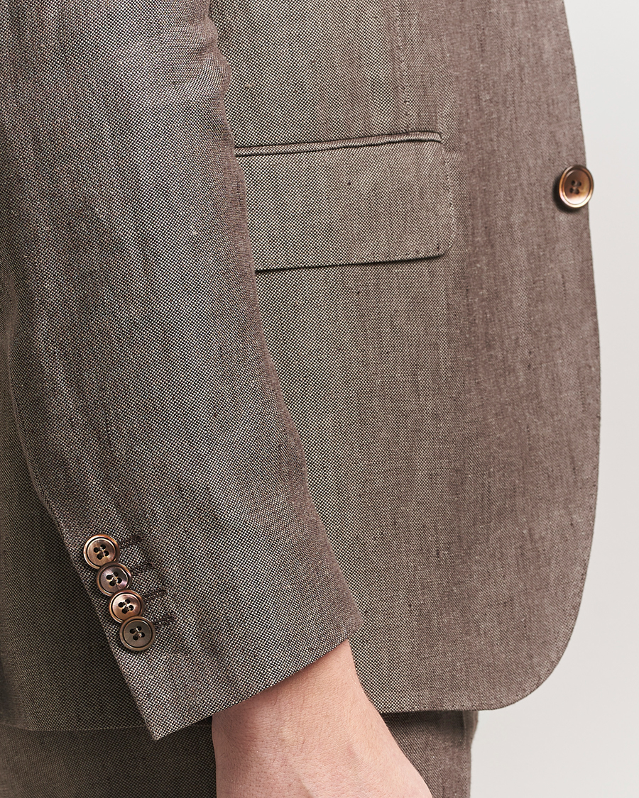 Men | Blazers | Oscar Jacobson | Ferry Soft Linen Blazer Brown