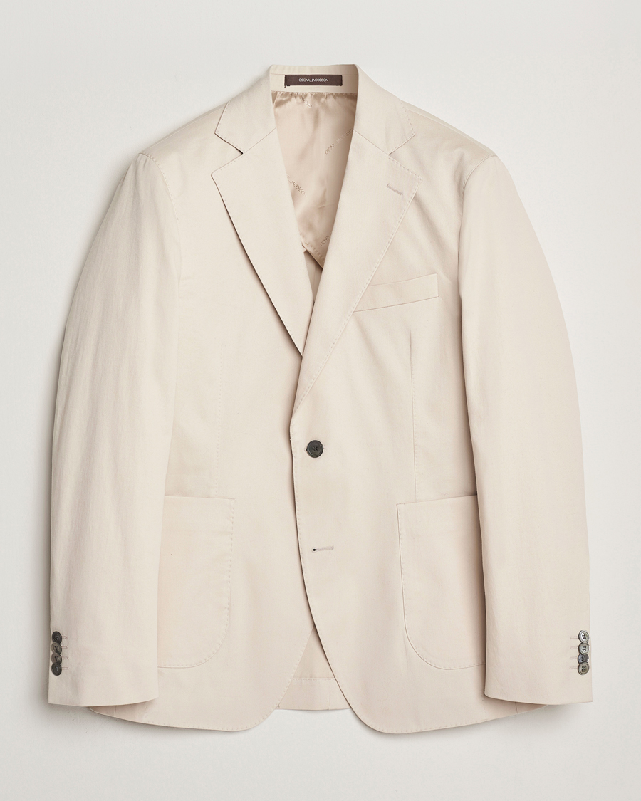 Men | Blazers | Oscar Jacobson | Ferry Patch Cotton Blazer Beige