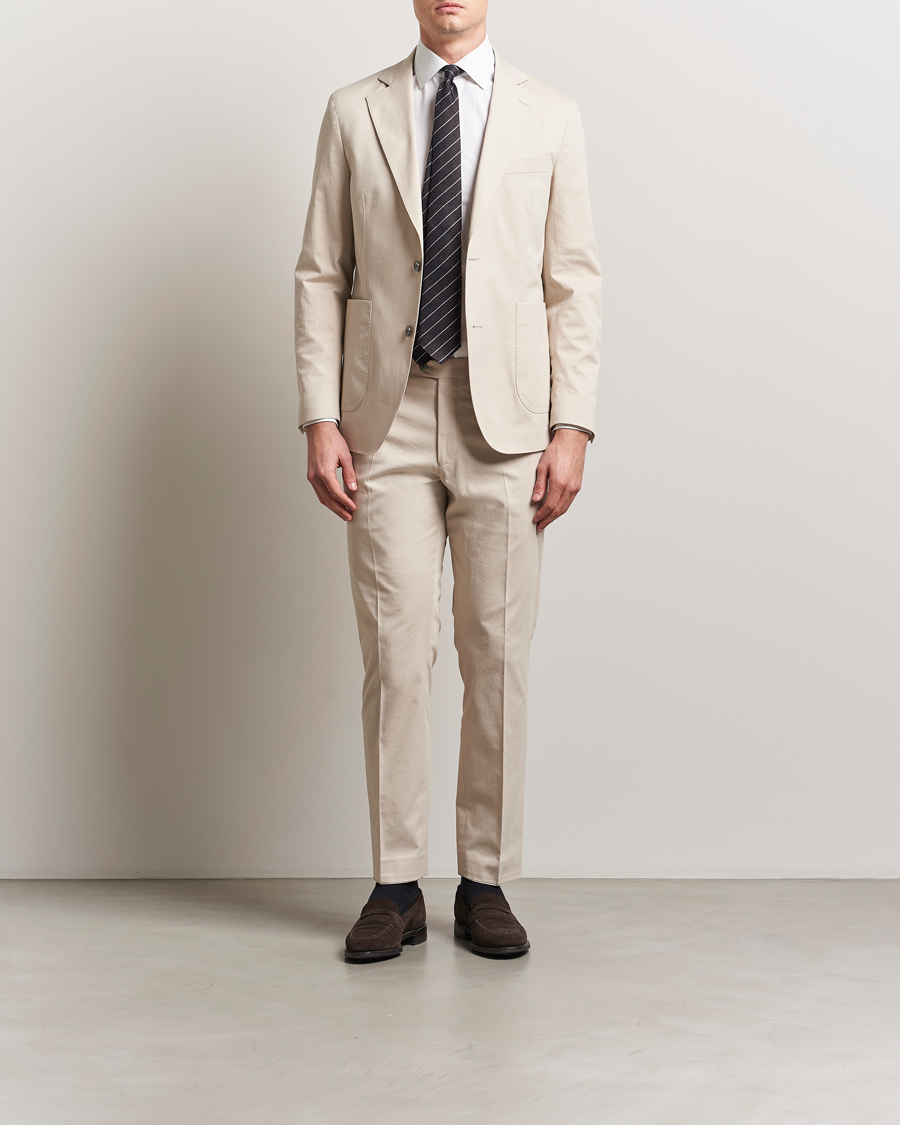 Men | Blazers | Oscar Jacobson | Ferry Patch Cotton Blazer Beige