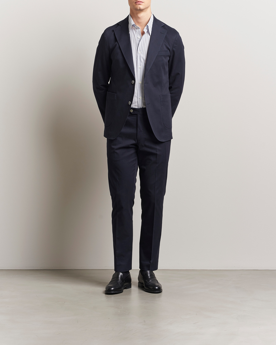 Men | Trousers | Oscar Jacobson | Dandy Cotton Trousers Navy