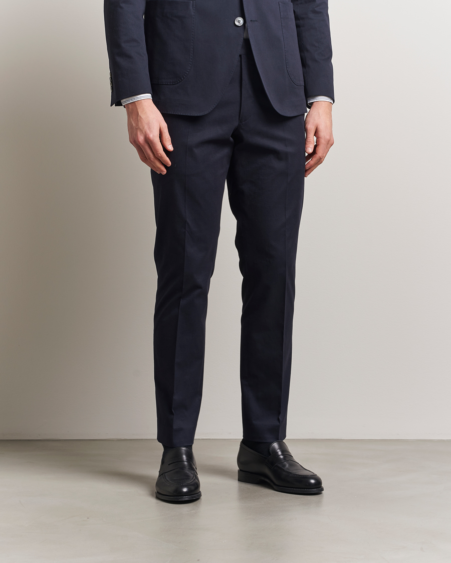 Men | Trousers | Oscar Jacobson | Dandy Cotton Trousers Navy
