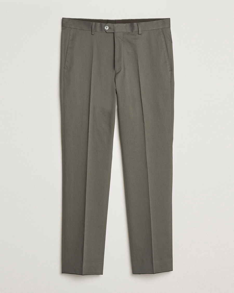 Men | Trousers | Oscar Jacobson | Dandy Cotton Trousers Olive