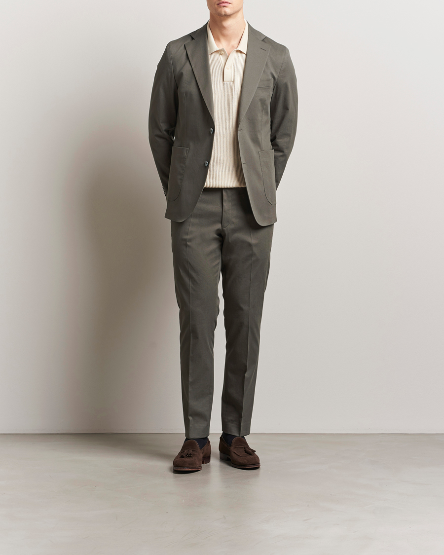 Men | Trousers | Oscar Jacobson | Dandy Cotton Trousers Olive