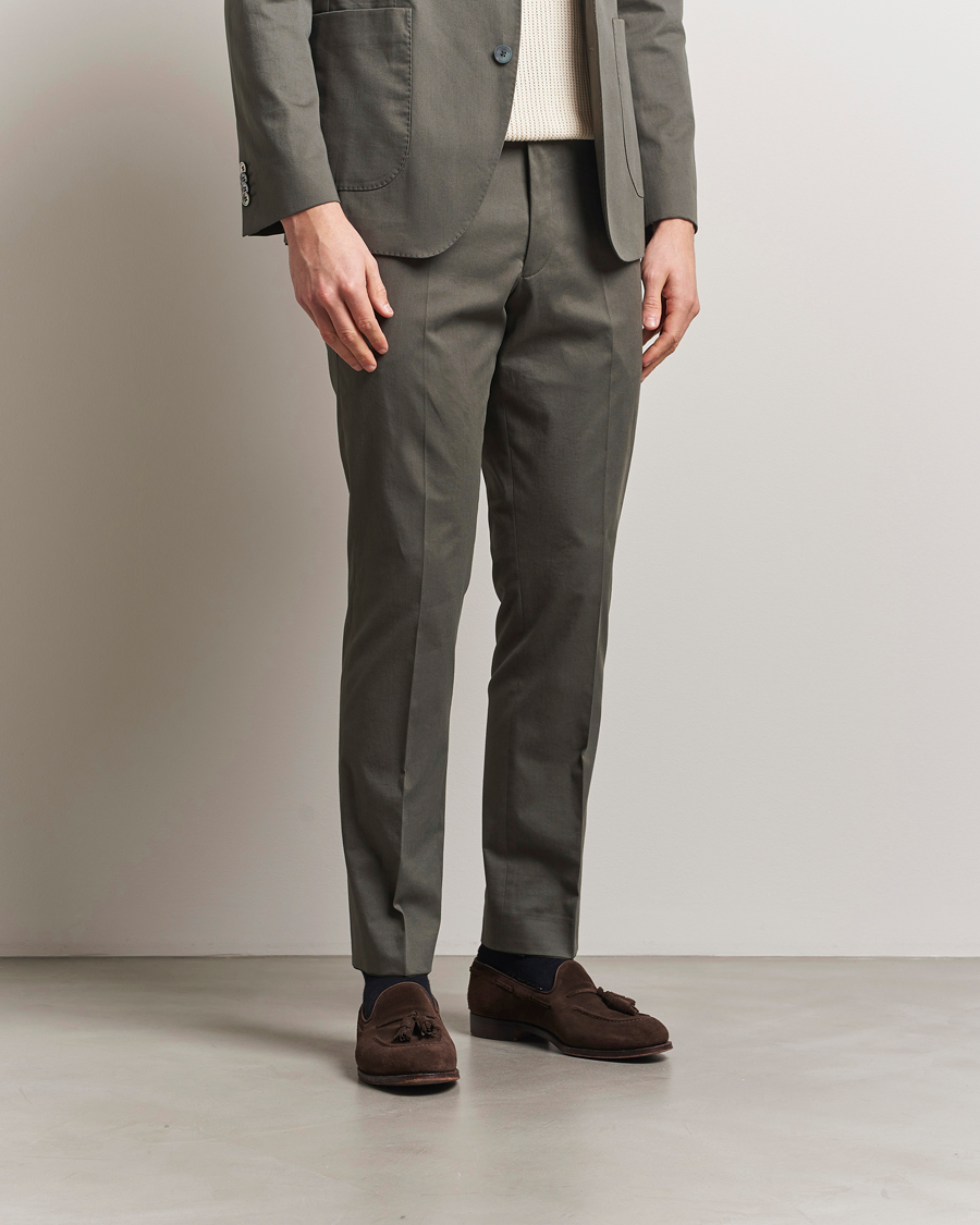 Men | Trousers | Oscar Jacobson | Dandy Cotton Trousers Olive