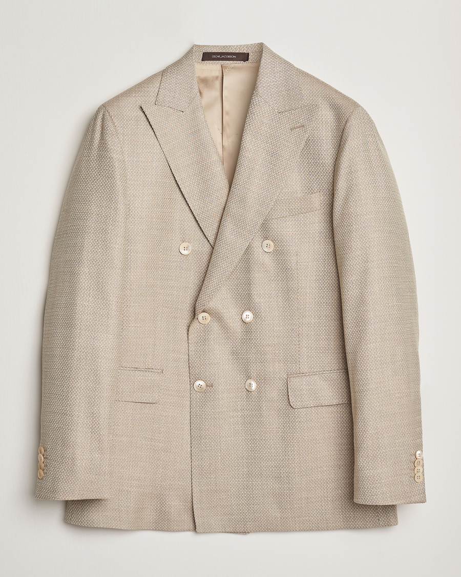 Men | Blazers | Oscar Jacobson | Farris DB Loro Piana Wool/Silk/Linen Blazer Beige