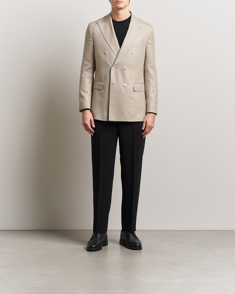 Men | Blazers | Oscar Jacobson | Farris DB Loro Piana Wool/Silk/Linen Blazer Beige