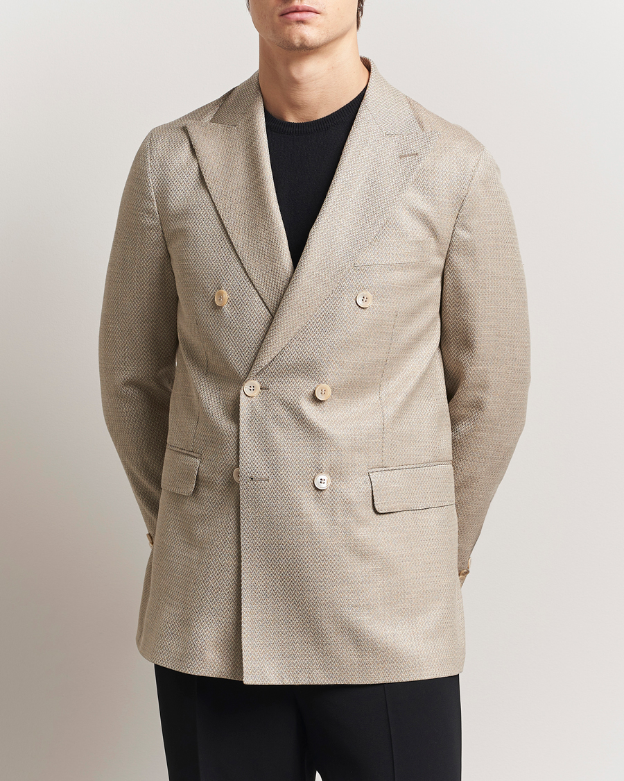 Men | Blazers | Oscar Jacobson | Farris DB Loro Piana Wool/Silk/Linen Blazer Beige