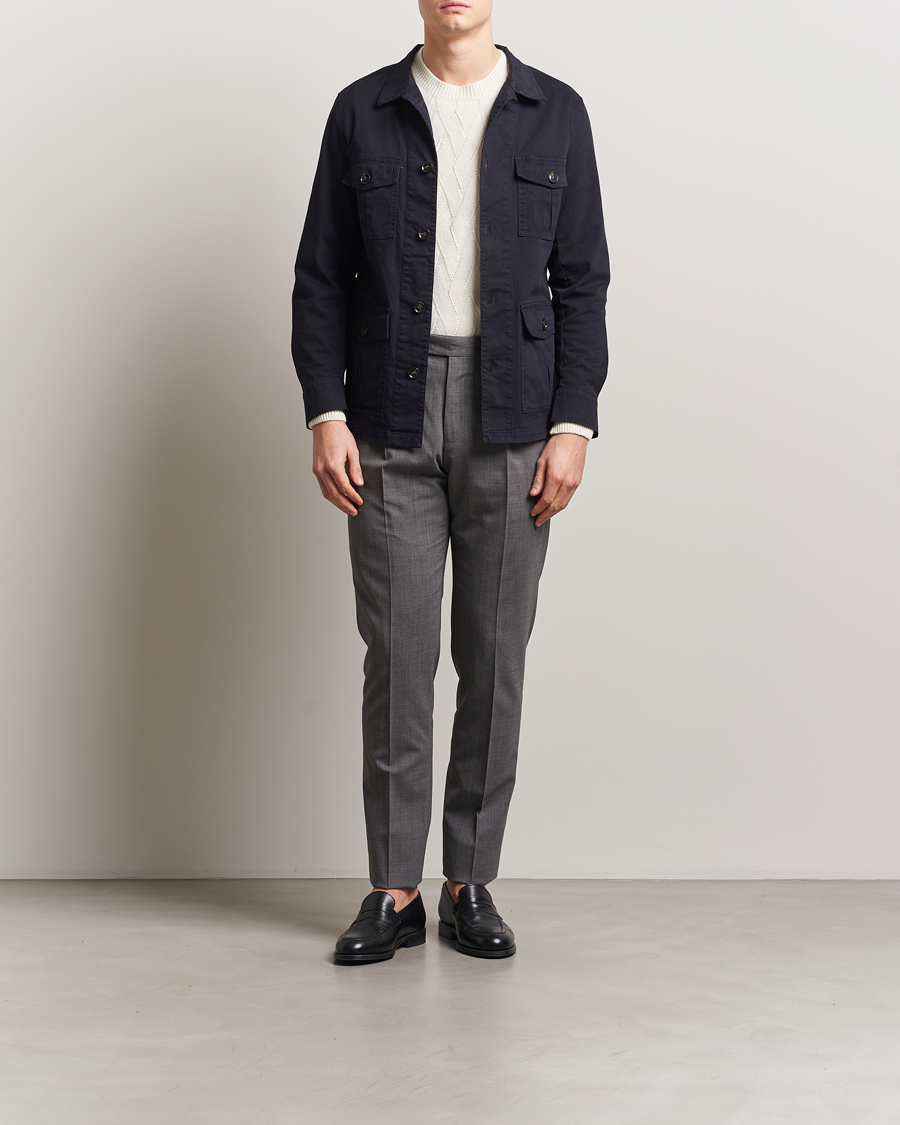 Men | Shirts | Oscar Jacobson | Safari Shirt Jacket Navy