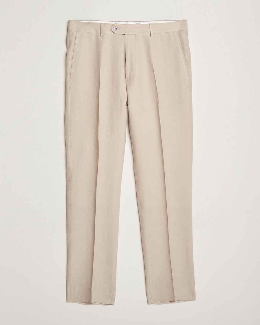Men | Trousers | Oscar Jacobson | Dandy Linen Trousers Beige