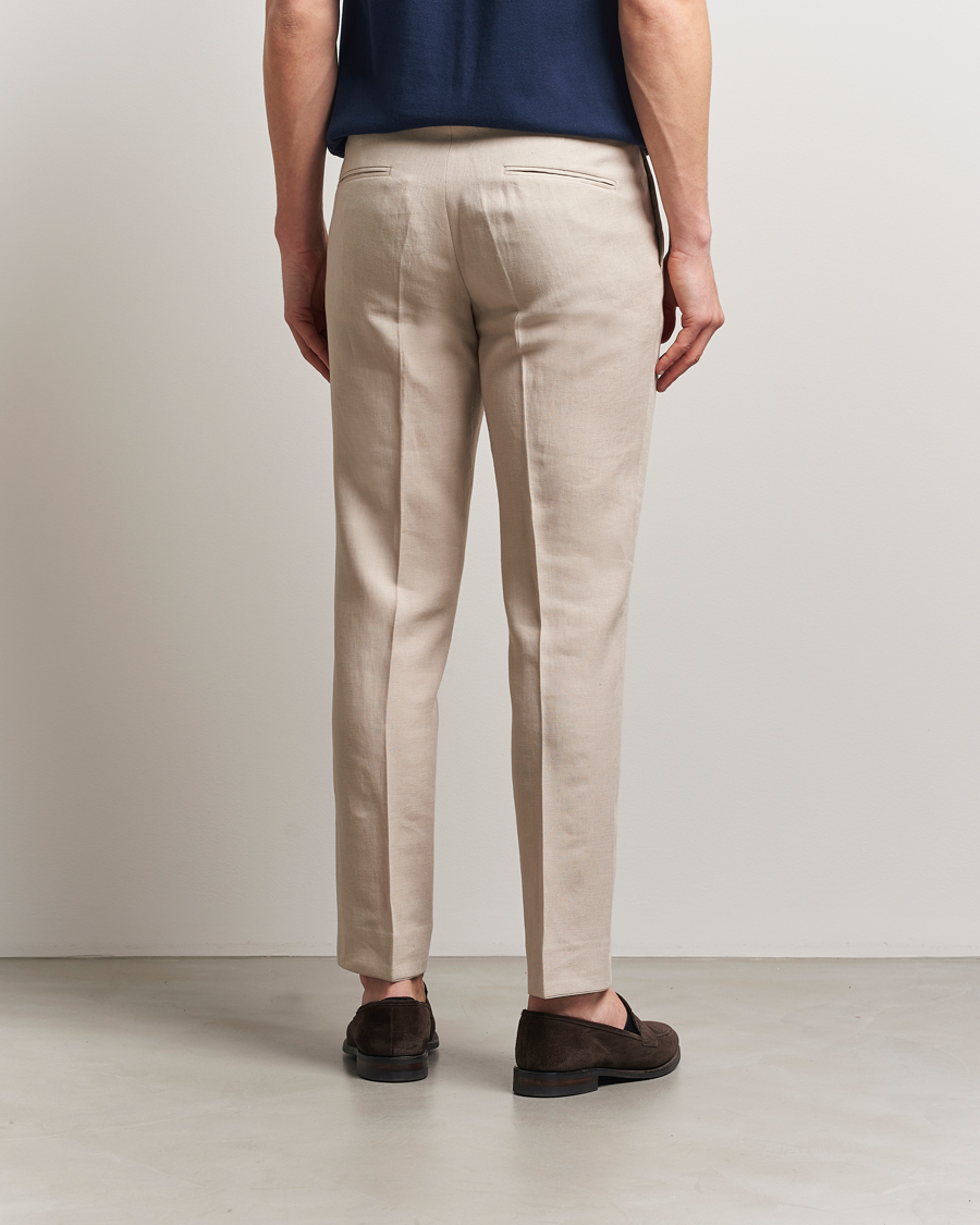 Men | Trousers | Oscar Jacobson | Dandy Linen Trousers Beige