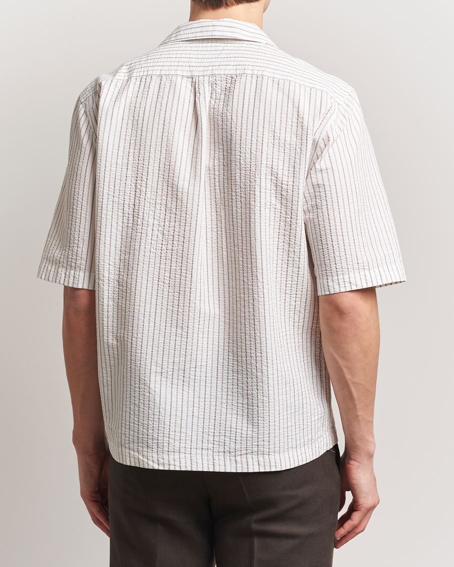 Men | Shirts | Oscar Jacobson | Cuban Short Sleeve Seersucker Shirt White