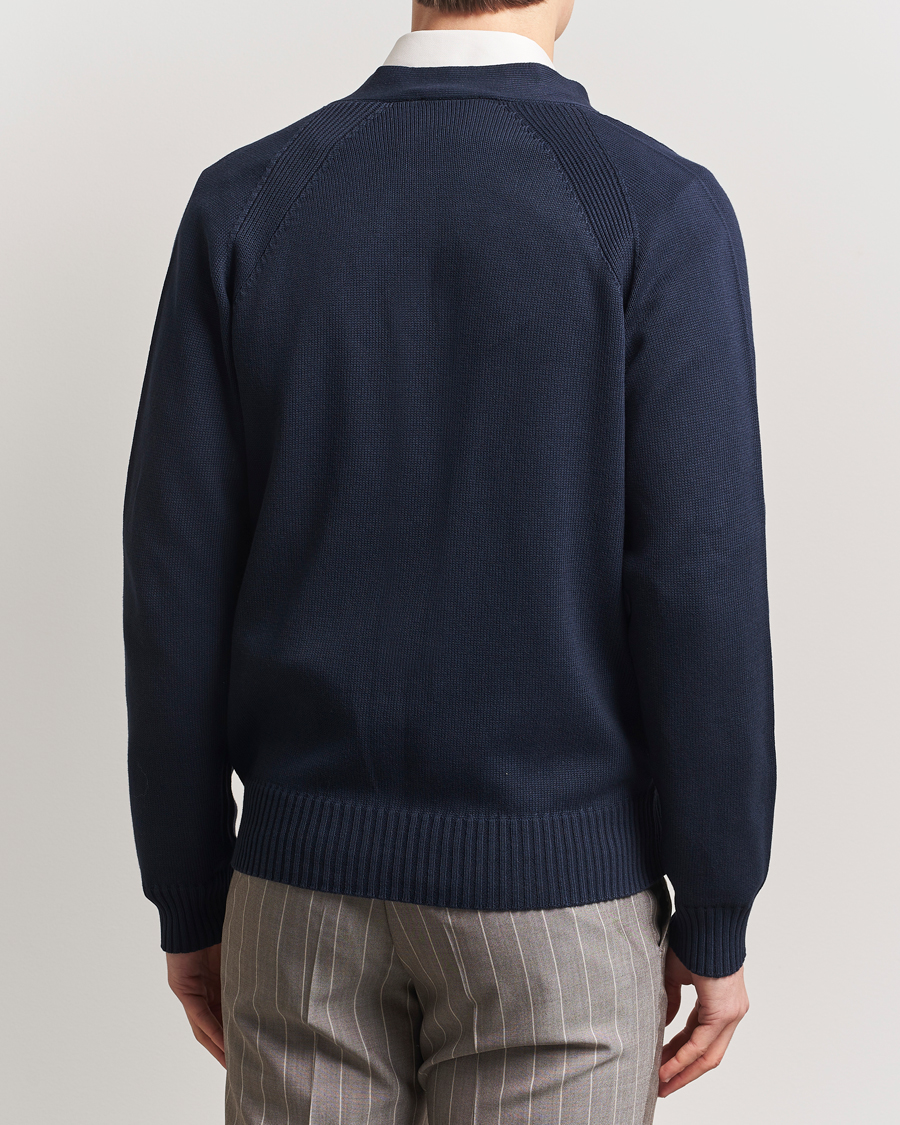 Men | Sweaters & Knitwear | Oscar Jacobson | Hover Cotton Cardigan Navy