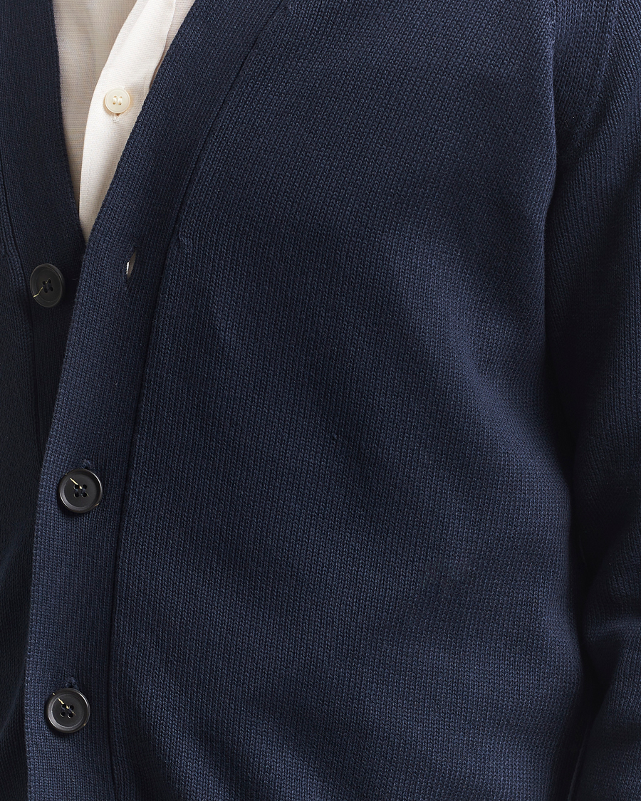 Men | Sweaters & Knitwear | Oscar Jacobson | Hover Cotton Cardigan Navy