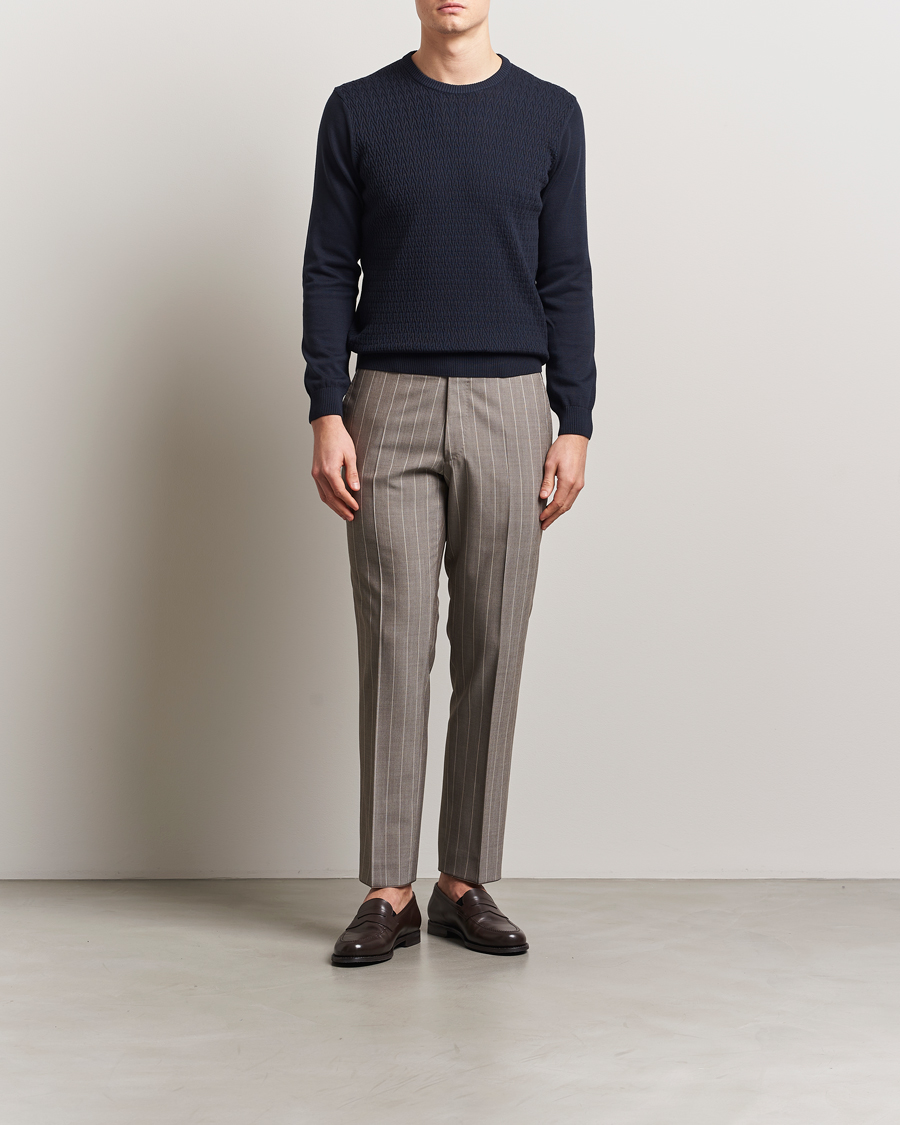 Men | Sweaters & Knitwear | Oscar Jacobson | Blake Knitted Cotton Crew Navy