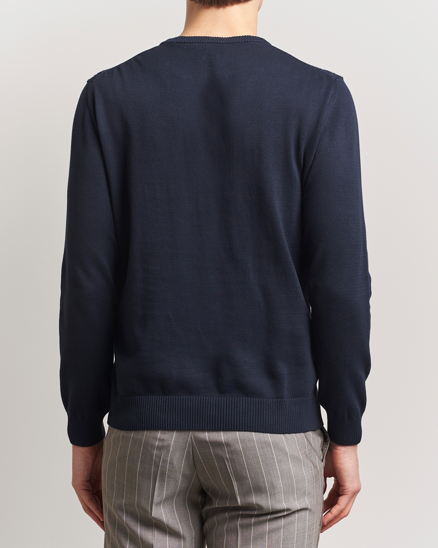 Men | Sweaters & Knitwear | Oscar Jacobson | Blake Knitted Cotton Crew Navy
