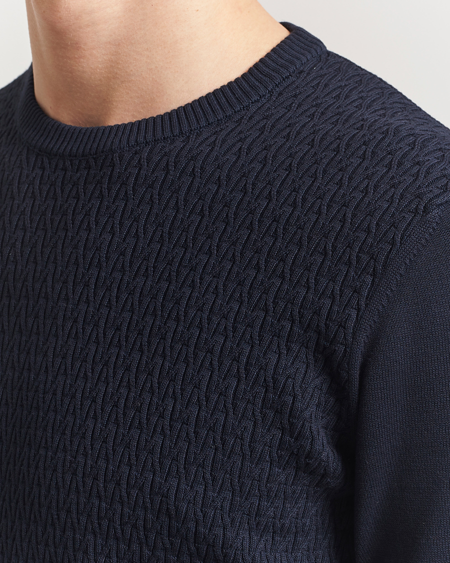 Men | Sweaters & Knitwear | Oscar Jacobson | Blake Knitted Cotton Crew Navy