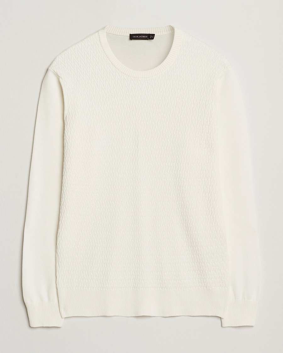 Men | Sweaters & Knitwear | Oscar Jacobson | Blake Knitted Cotton Crew White
