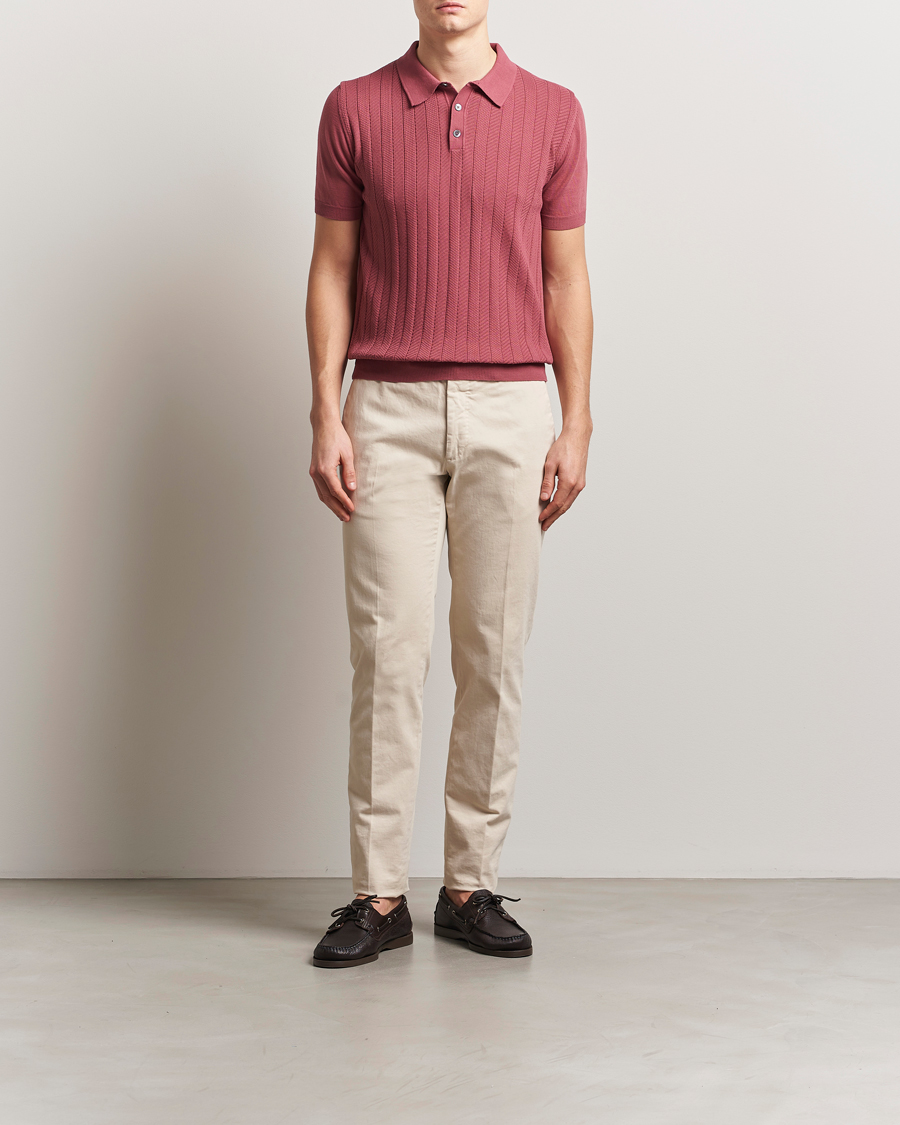 Men | Polo Shirts | Oscar Jacobson | Barto Structured Cotton Polo Dusty Red