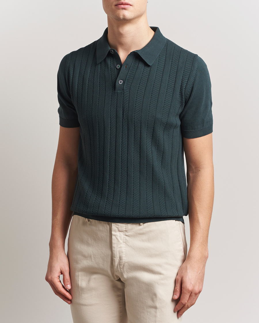 Men | Polo Shirts | Oscar Jacobson | Barto Structured Cotton Polo Green