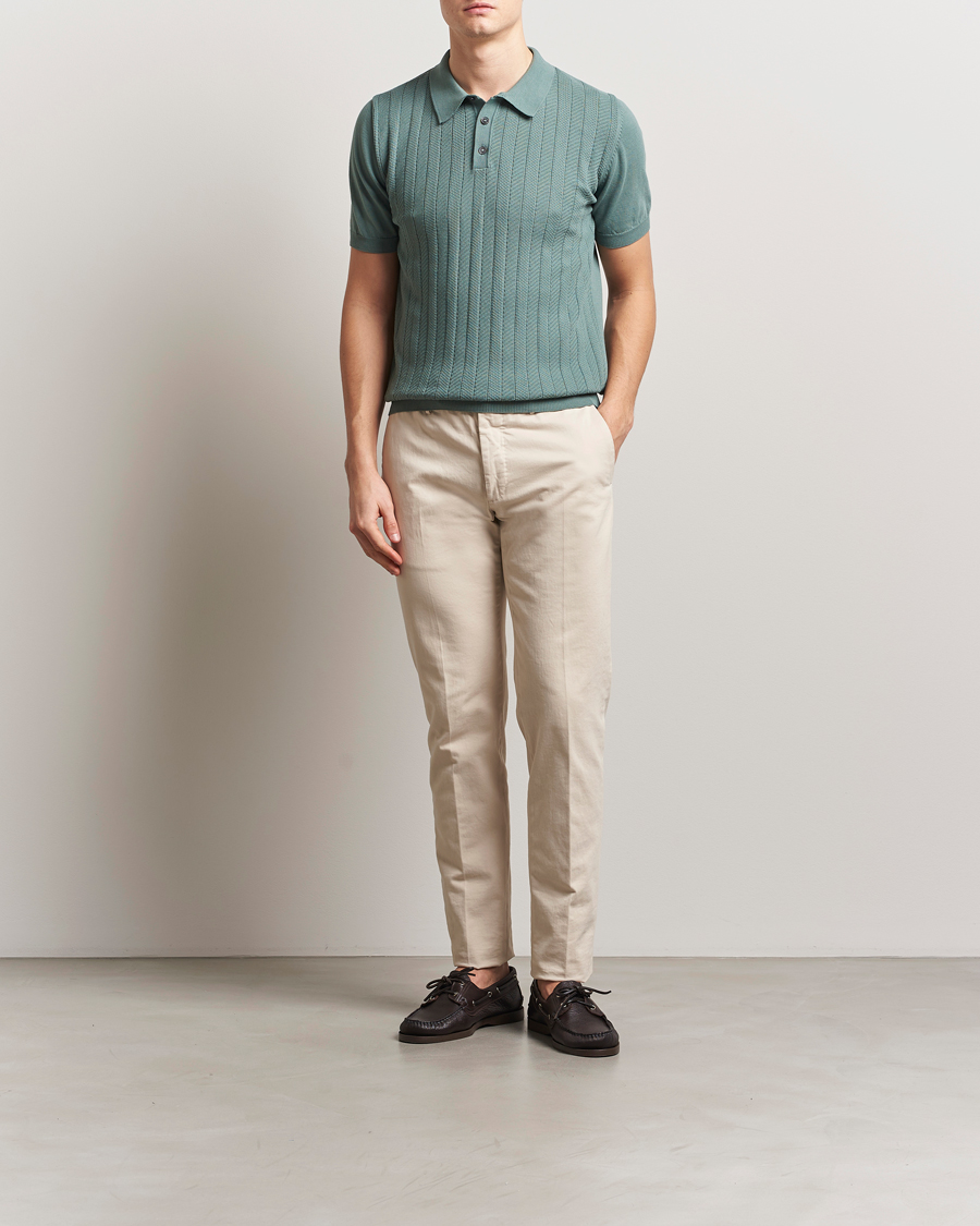 Men | Polo Shirts | Oscar Jacobson | Barto Structured Cotton Polo Light Green