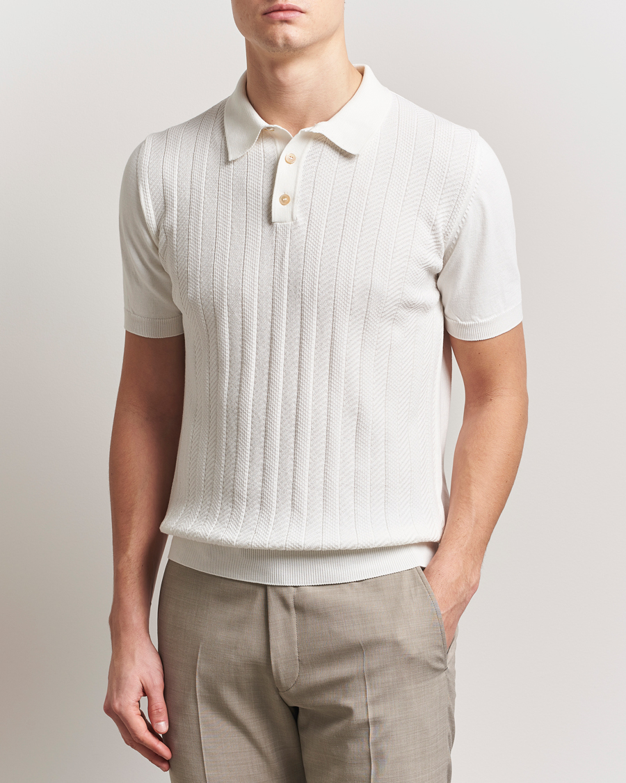 Men | Polo Shirts | Oscar Jacobson | Barto Structured Cotton Polo Snow White