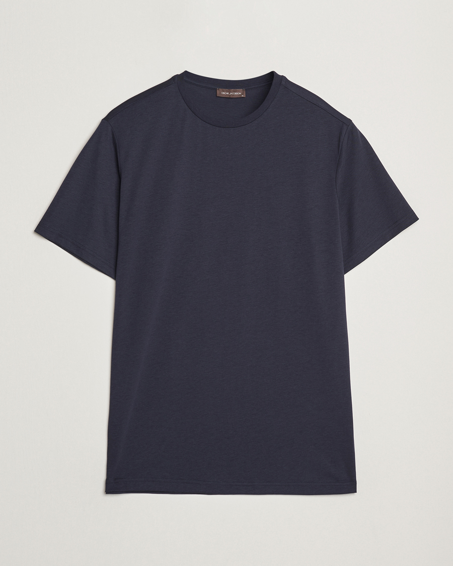 Men | T-Shirts | Oscar Jacobson | Kim Lyocel/Cotton T-Shirt Navy