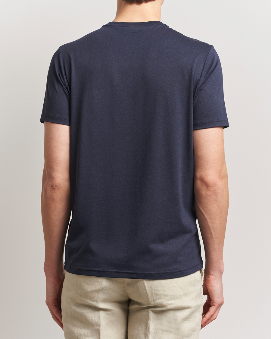 Men | T-Shirts | Oscar Jacobson | Kim Lyocel/Cotton T-Shirt Navy
