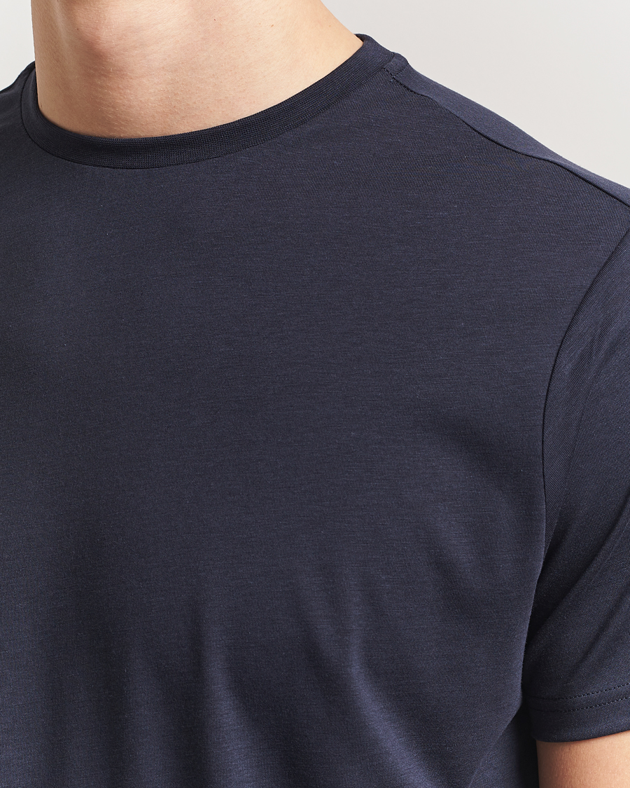 Men | T-Shirts | Oscar Jacobson | Kim Lyocel/Cotton T-Shirt Navy