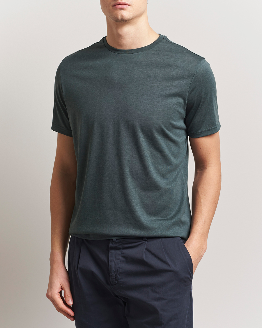 Men | T-Shirts | Oscar Jacobson | Kim Cotton/Tencel T-Shirt Deep Green