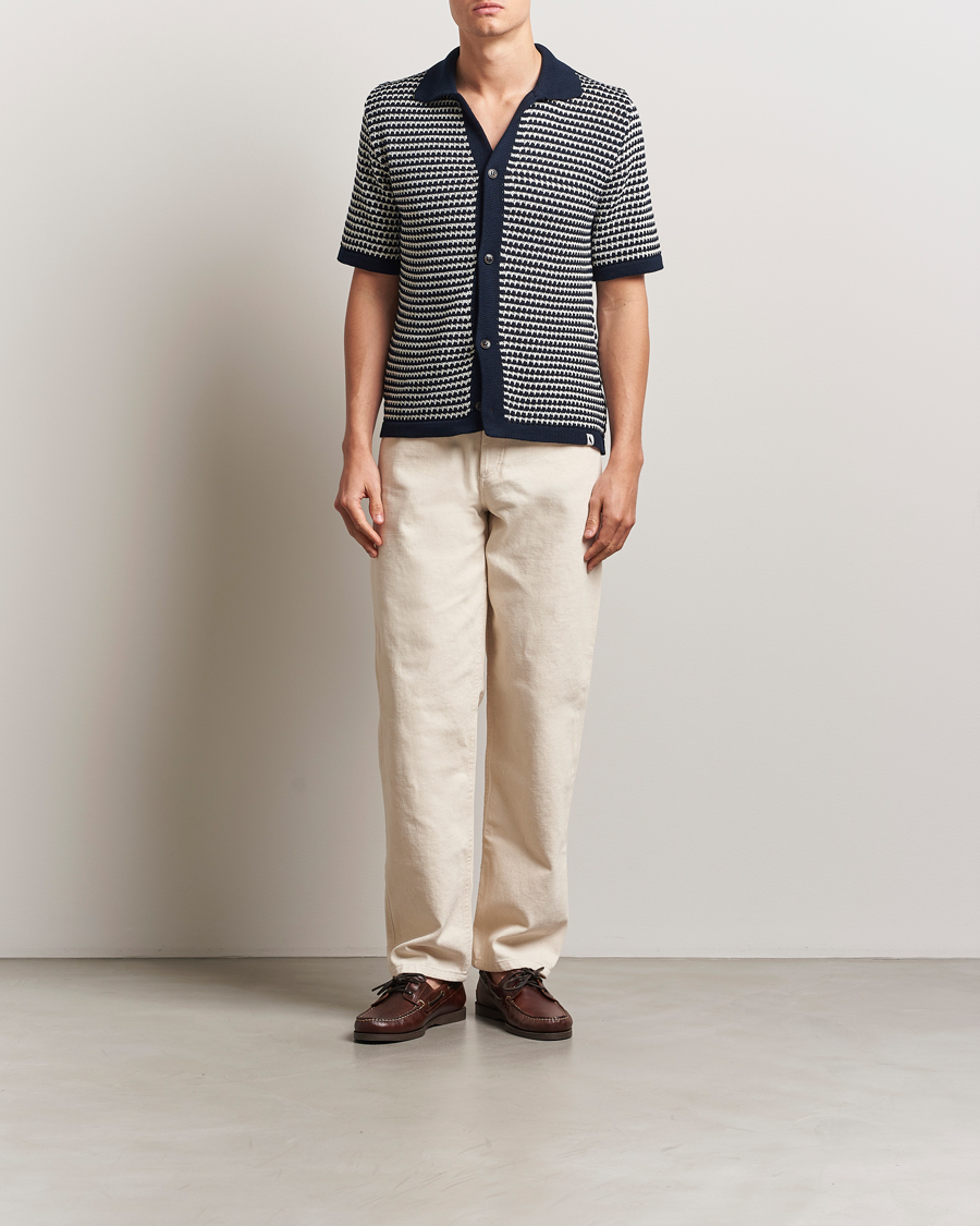 Men | Shirts | Peregrine | Island Crochet Knitted Shirt Navy