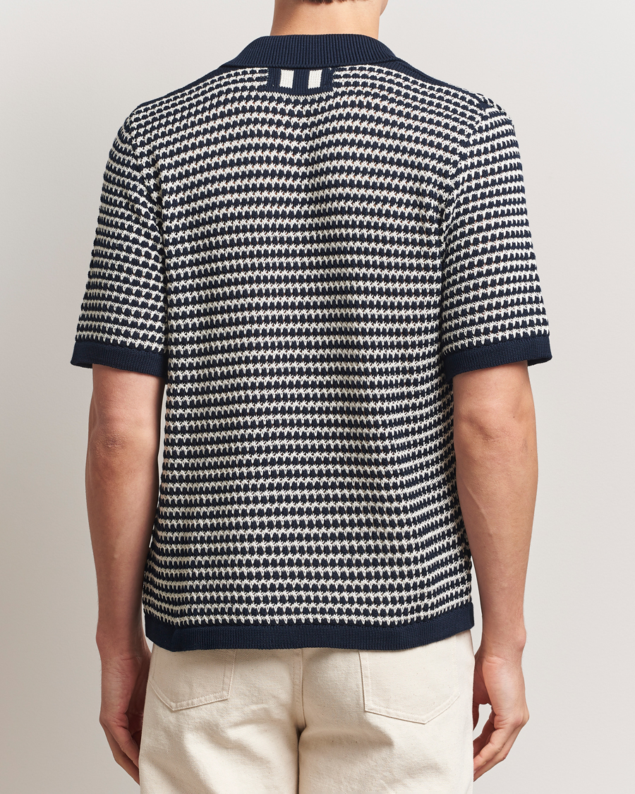 Men | Shirts | Peregrine | Island Crochet Knitted Shirt Navy