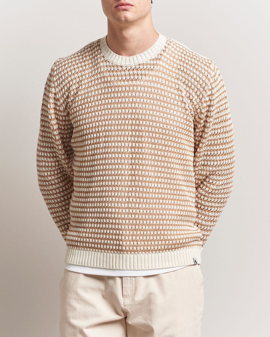Men | Sweaters & Knitwear | Peregrine | Island Crochet Knitted Jumper White