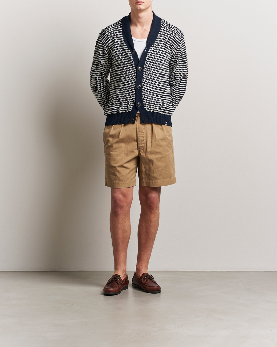 Men | Sweaters & Knitwear | Peregrine | Island Crochet Knitted Cardigan Navy