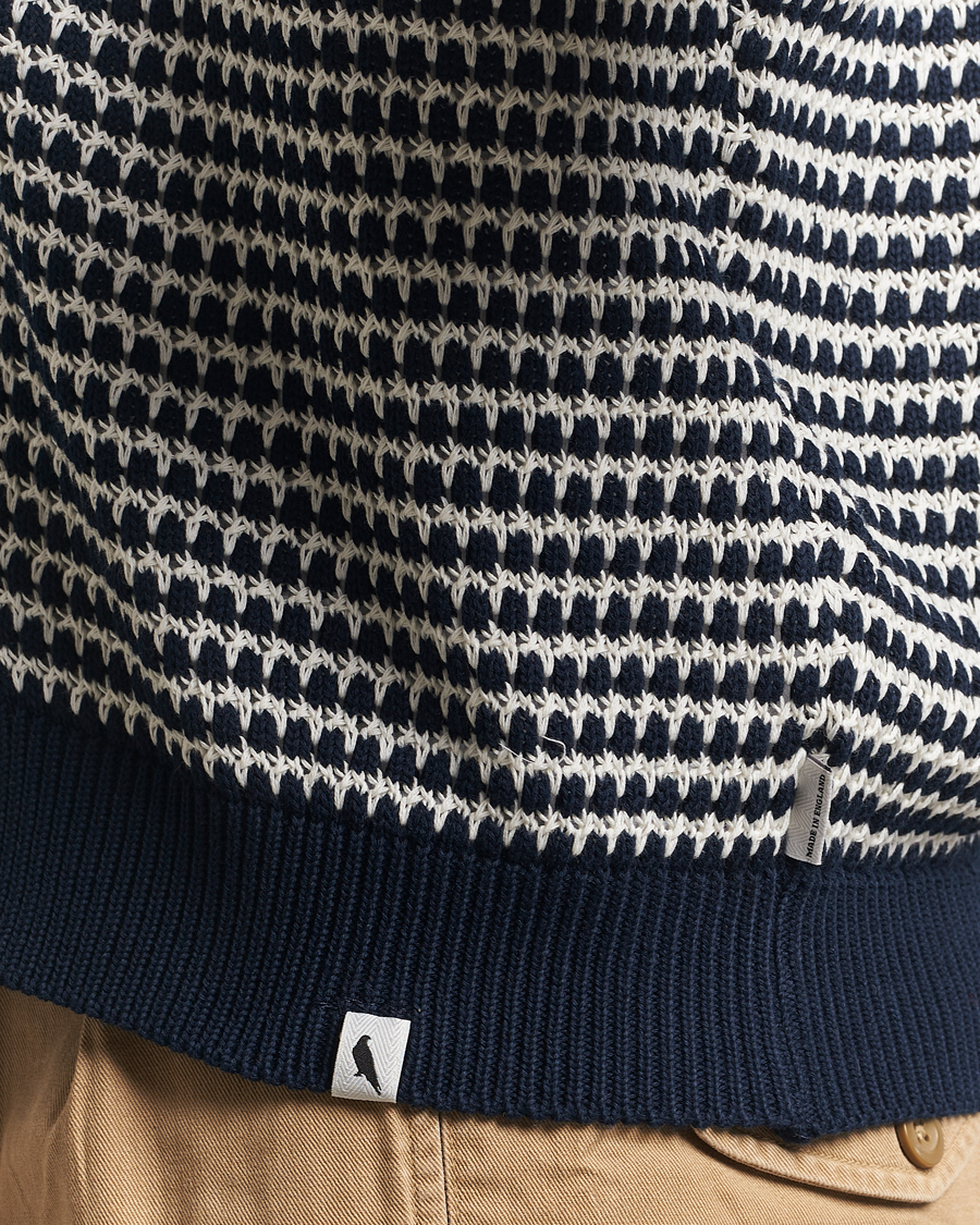 Men | Sweaters & Knitwear | Peregrine | Island Crochet Knitted Cardigan Navy