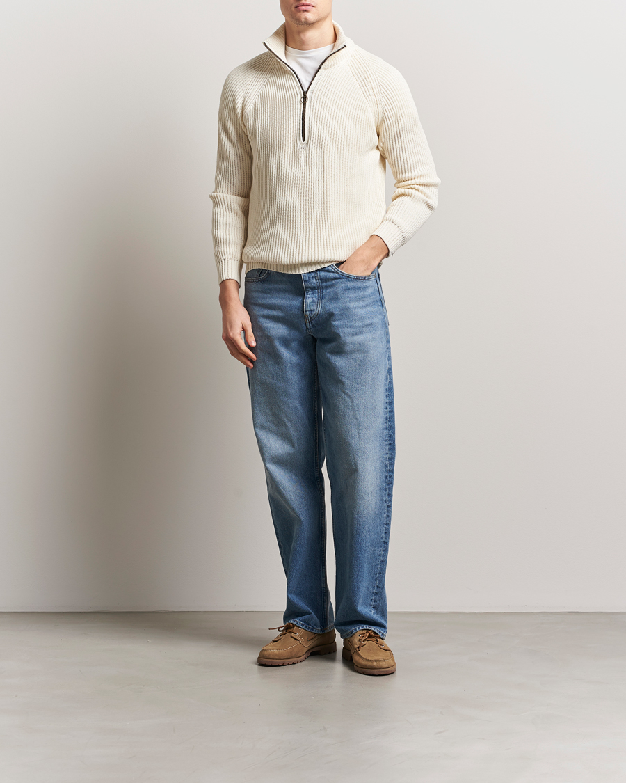 Men | Sweaters & Knitwear | Peregrine | Felix Quarter Zip Jumper White